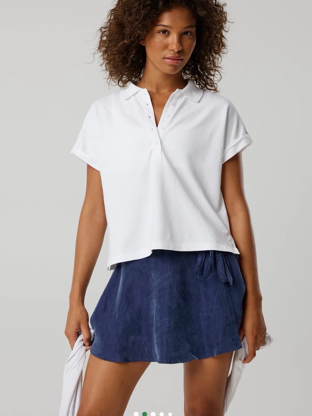 Aerie Offline Women's White Polo Shirt M Short Sleeve Tennis Preppy Stretch